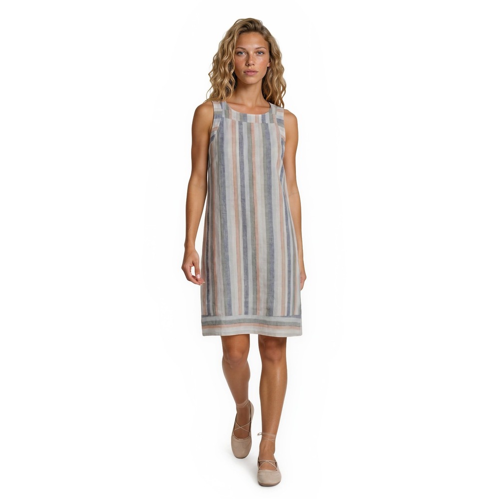 For Cynthia Shift Dress Women's Size XL Multicolor Linen‎ Blend Striped